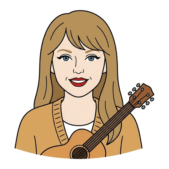 Taylor Swift, drawn as a line-art portrait