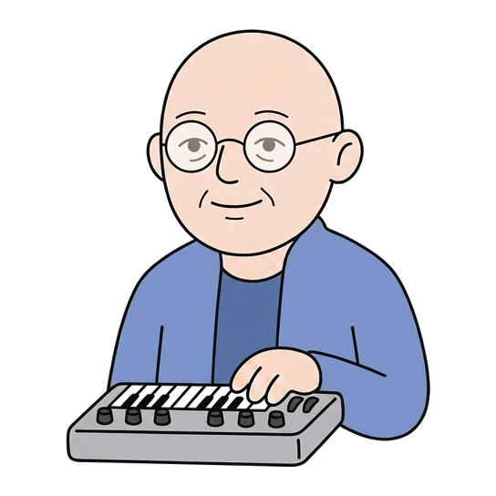 Brian Eno, drawn as a line-art portrait