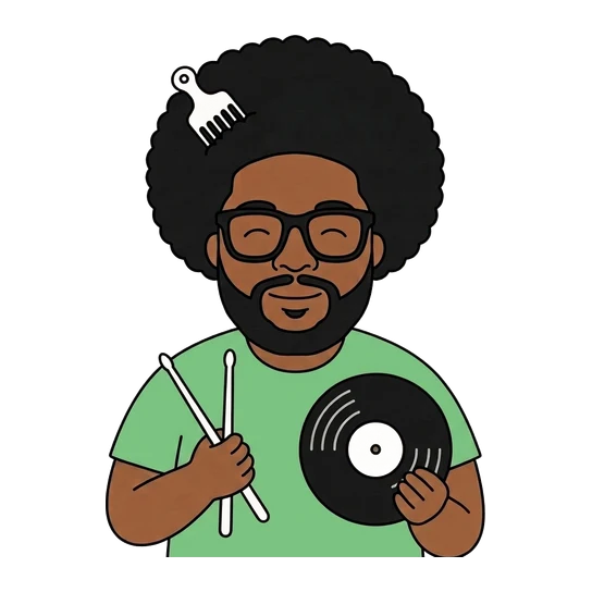 Questlove, drawn as a line-art portrait
