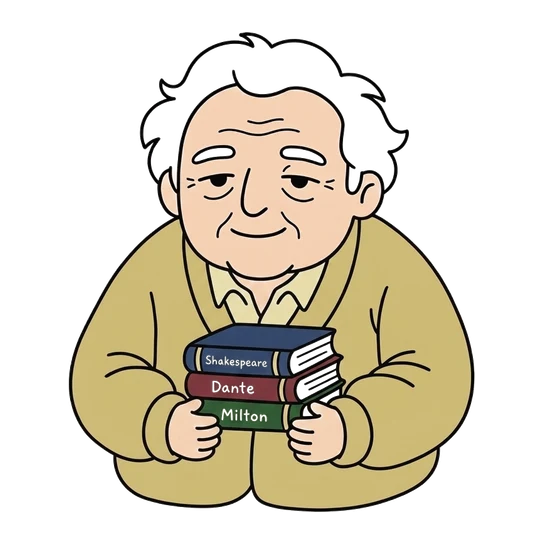 Harold Bloom, drawn as a line-art portrait